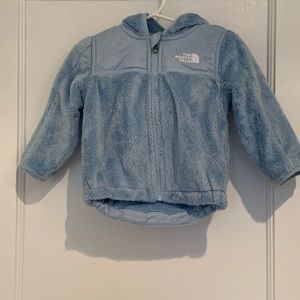 North face baby blue fleece hoodie jacket 6m - 12m